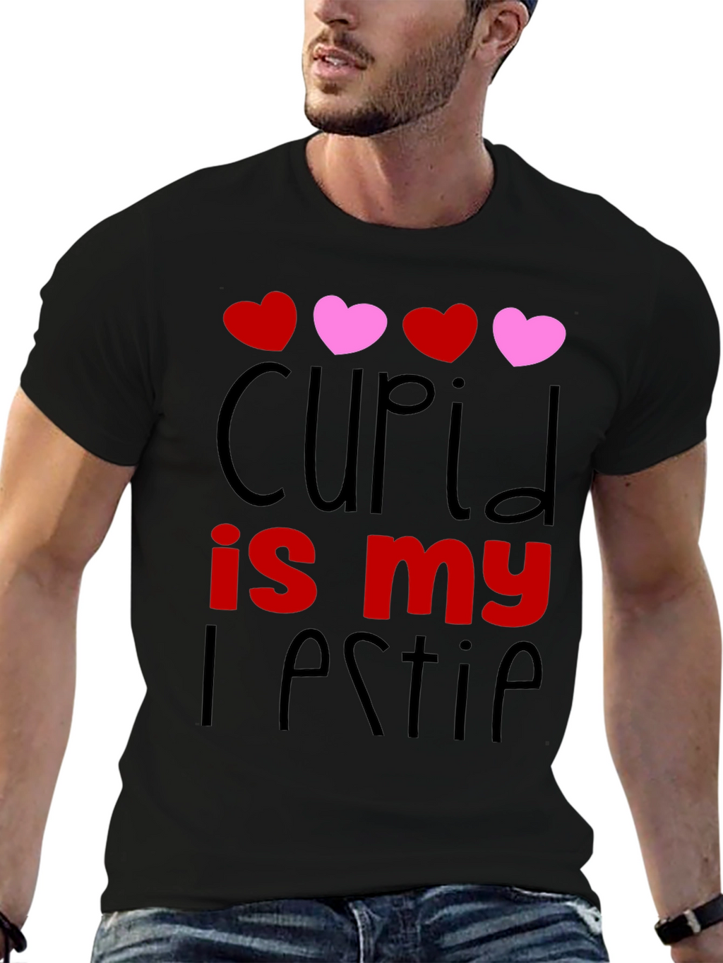 Cupid is my Bestie Black Graphic Tee