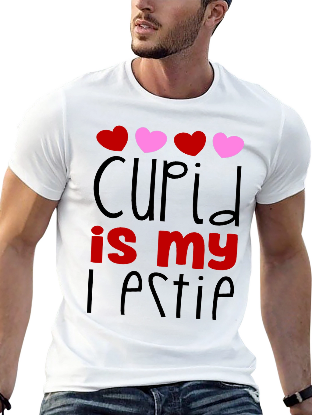 Cupid is my Bestie Black Graphic Tee