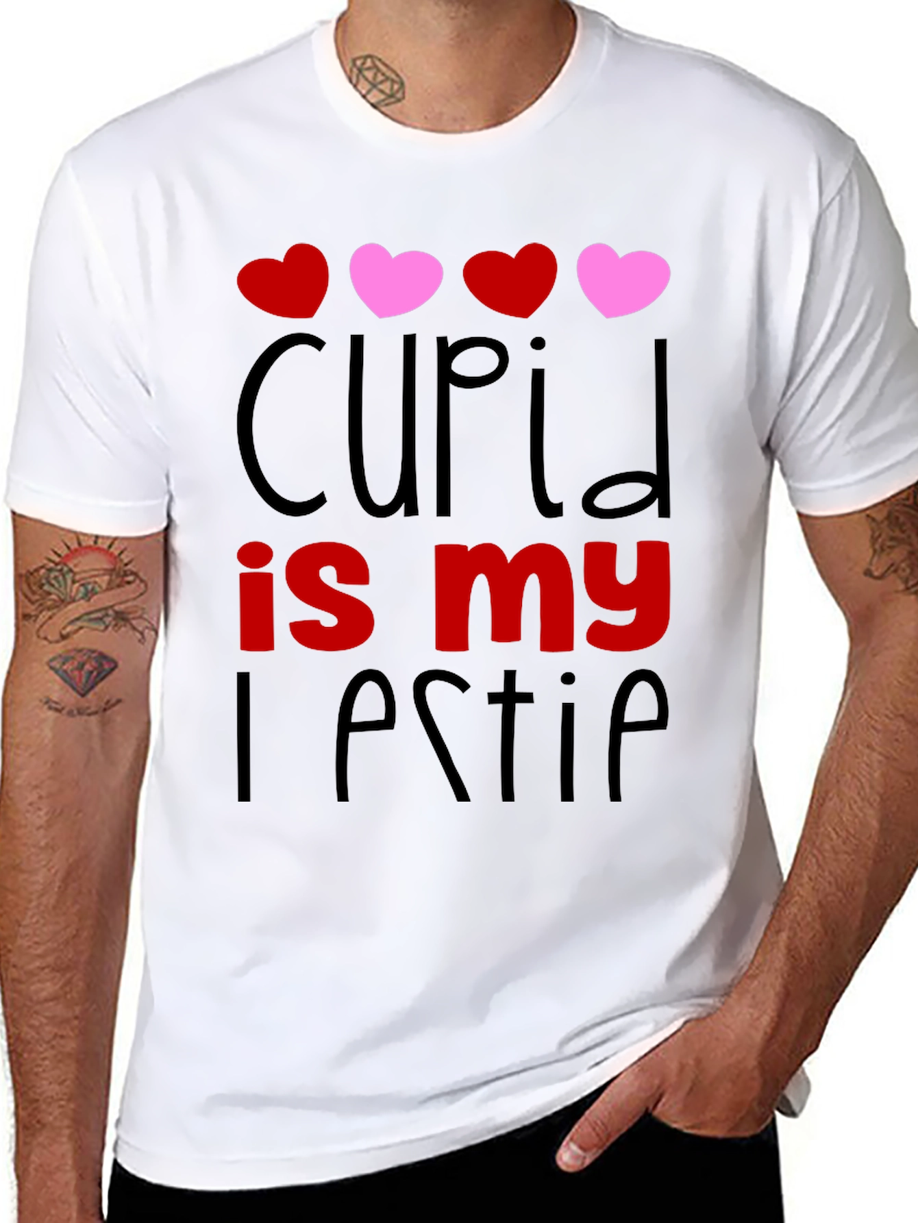 Cupid is my Bestie Black Graphic Tee