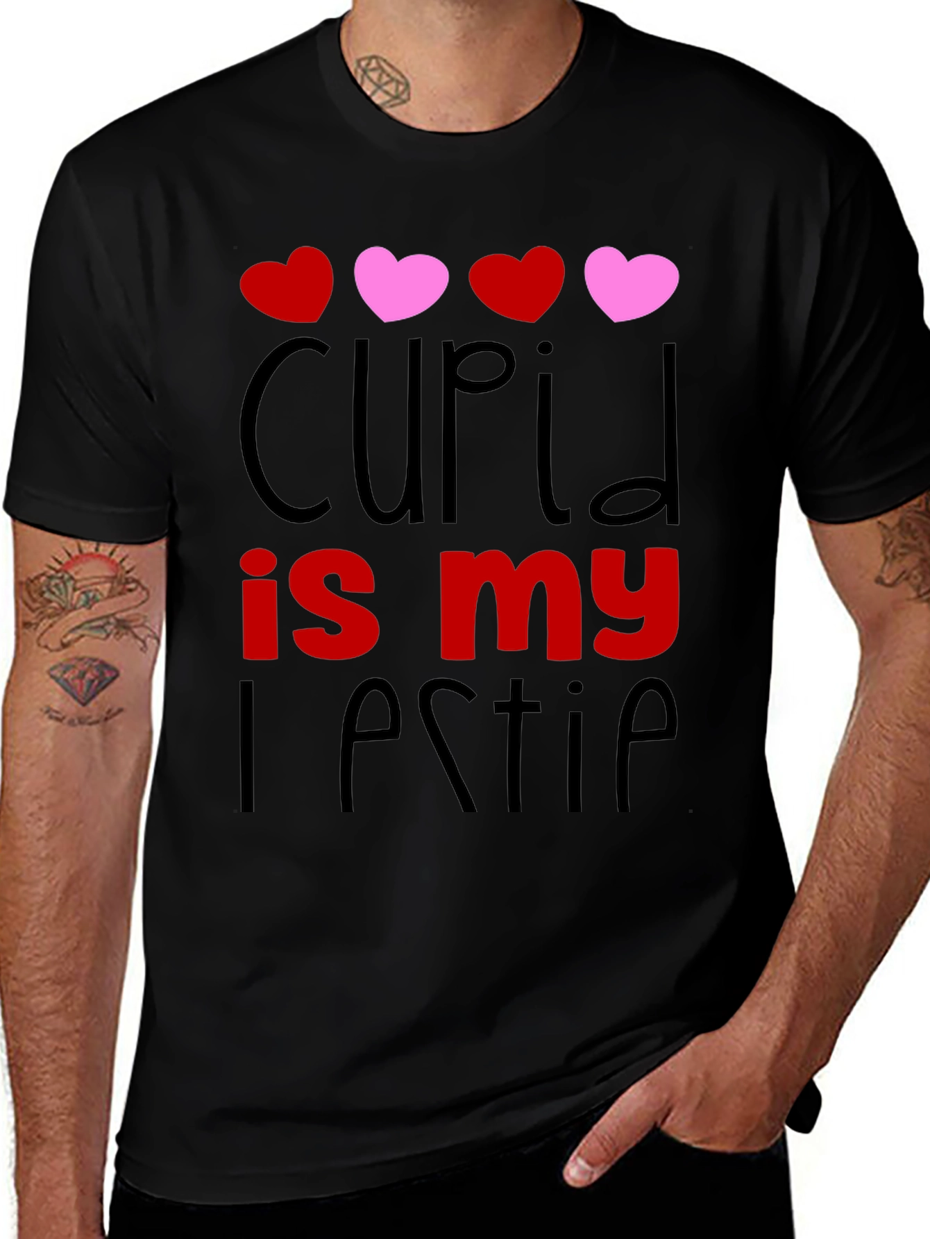 Cupid is my Bestie Black Graphic Tee