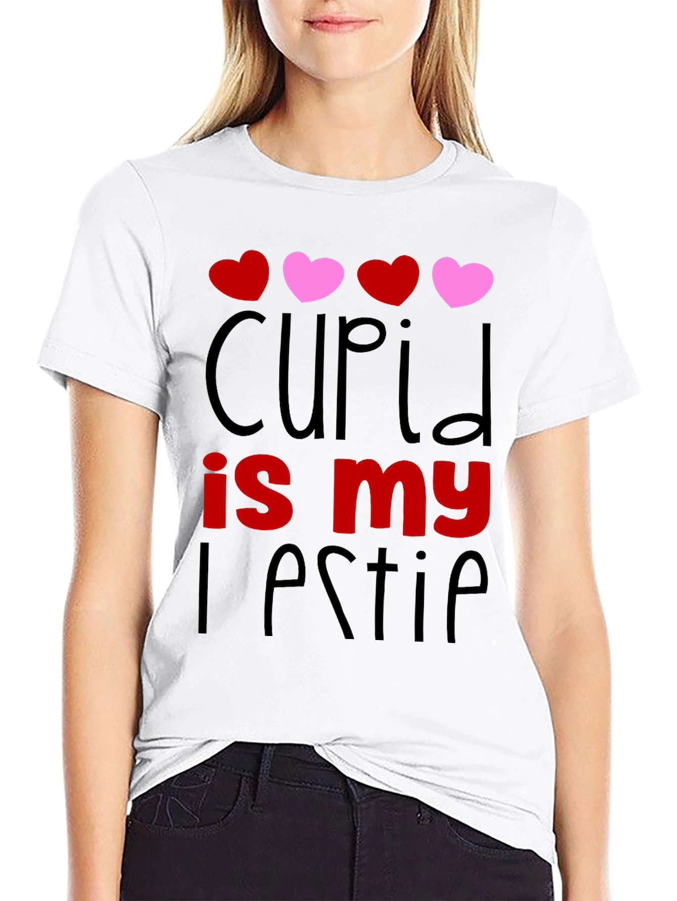 Cupid is my Bestie Black Graphic Tee