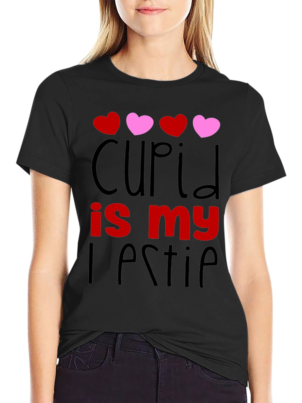 Cupid is my Bestie Black Graphic Tee