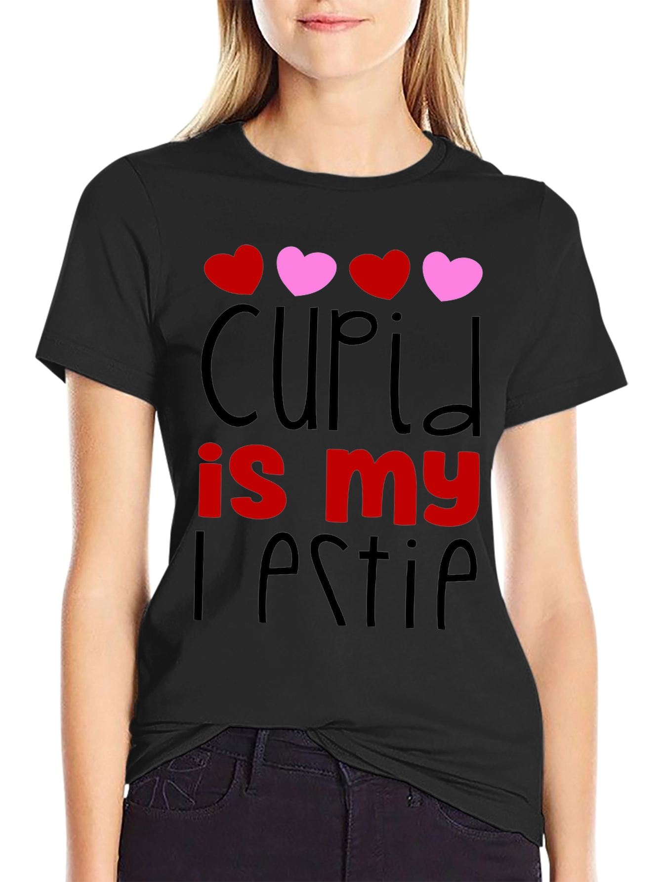 Cupid is my Bestie Black Graphic Tee