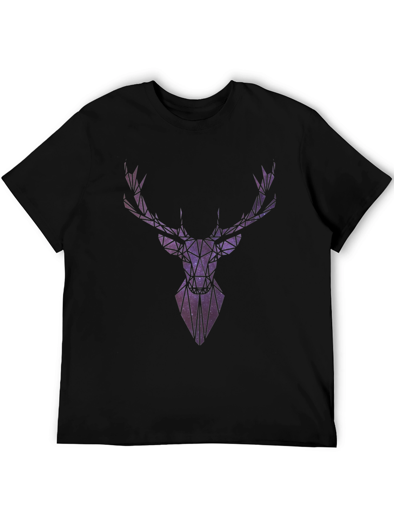 Geometric Galaxy Deer Head Graphic T-Shirt