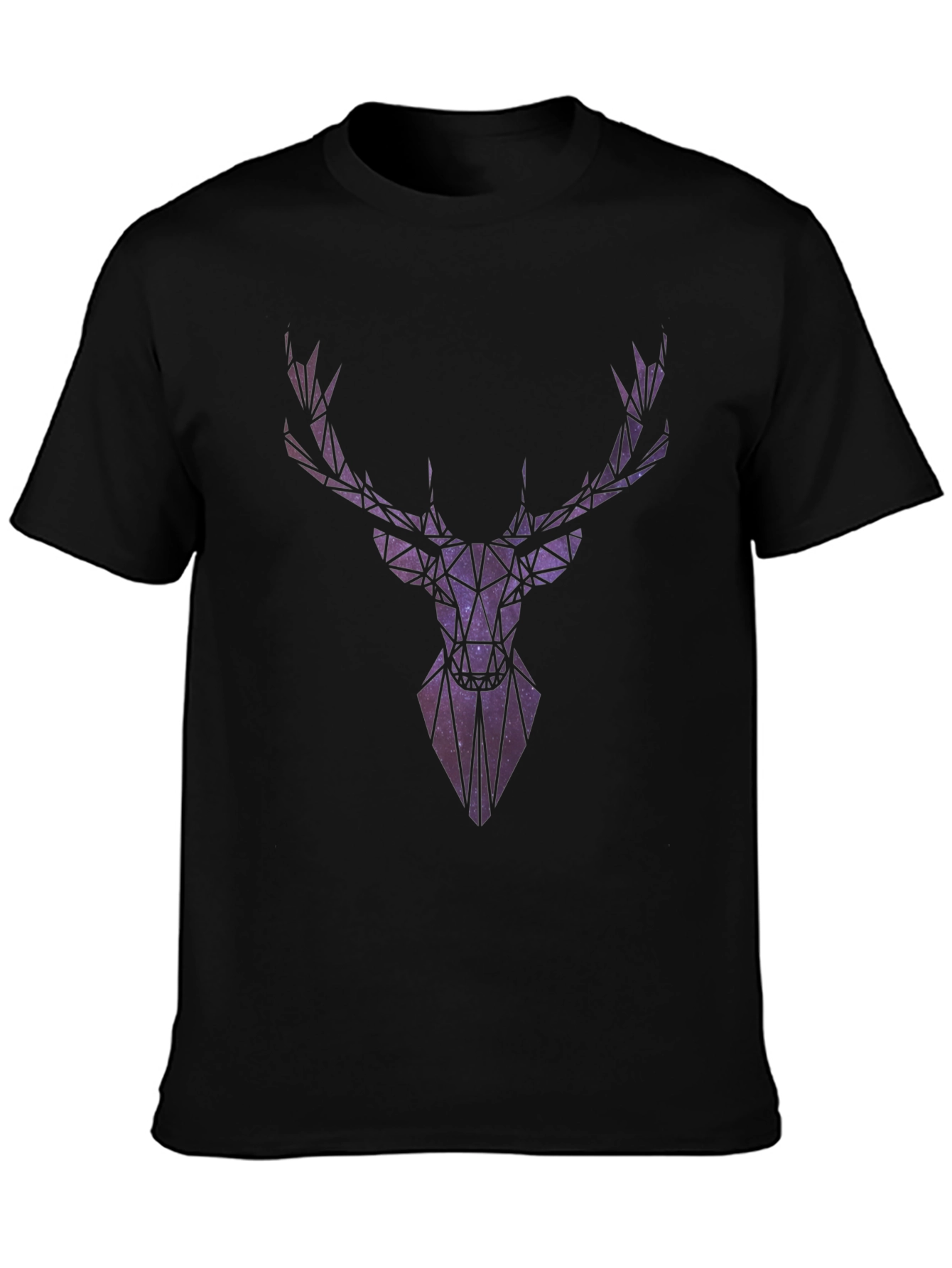 Geometric Galaxy Deer Head Graphic T-Shirt