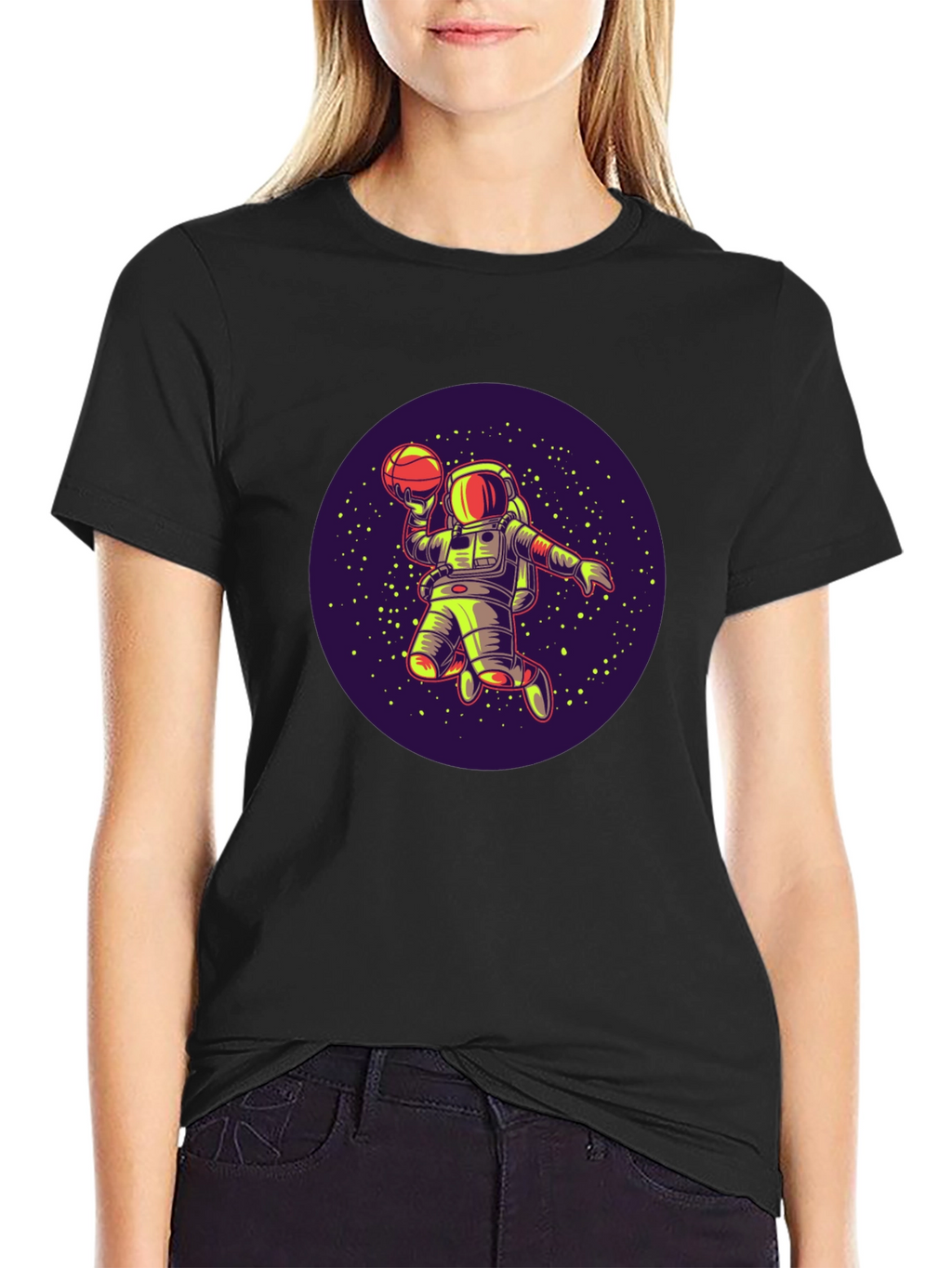 Astronaut Basketball T-Shirt - Space Dunk Design