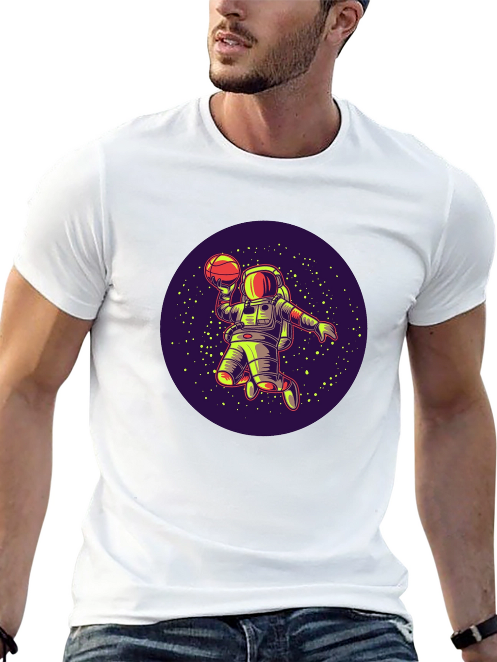 Astronaut Basketball T-Shirt - Space Dunk Design