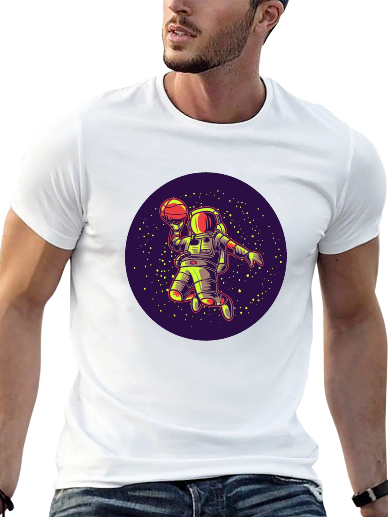 Astronaut Basketball T-Shirt - Space Dunk Design