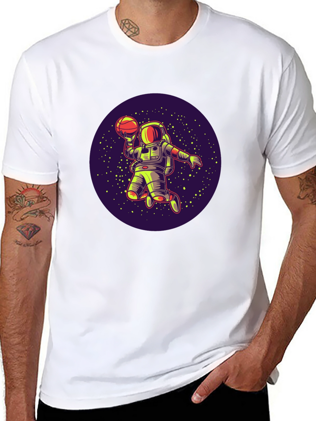 Astronaut Basketball T-Shirt - Space Dunk Design