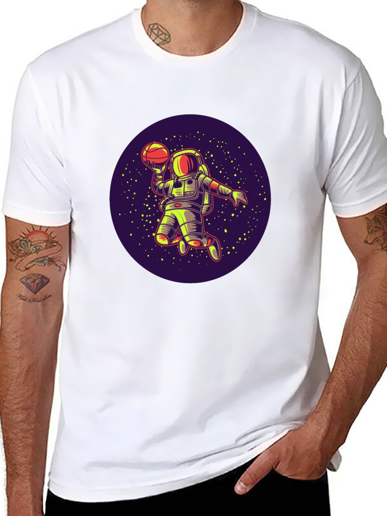 Astronaut Basketball T-Shirt - Space Dunk Design