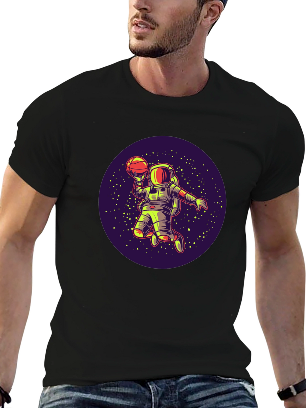 Astronaut Basketball T-Shirt - Space Dunk Design