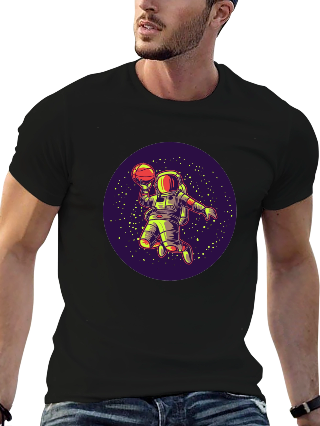 Astronaut Basketball T-Shirt - Space Dunk Design
