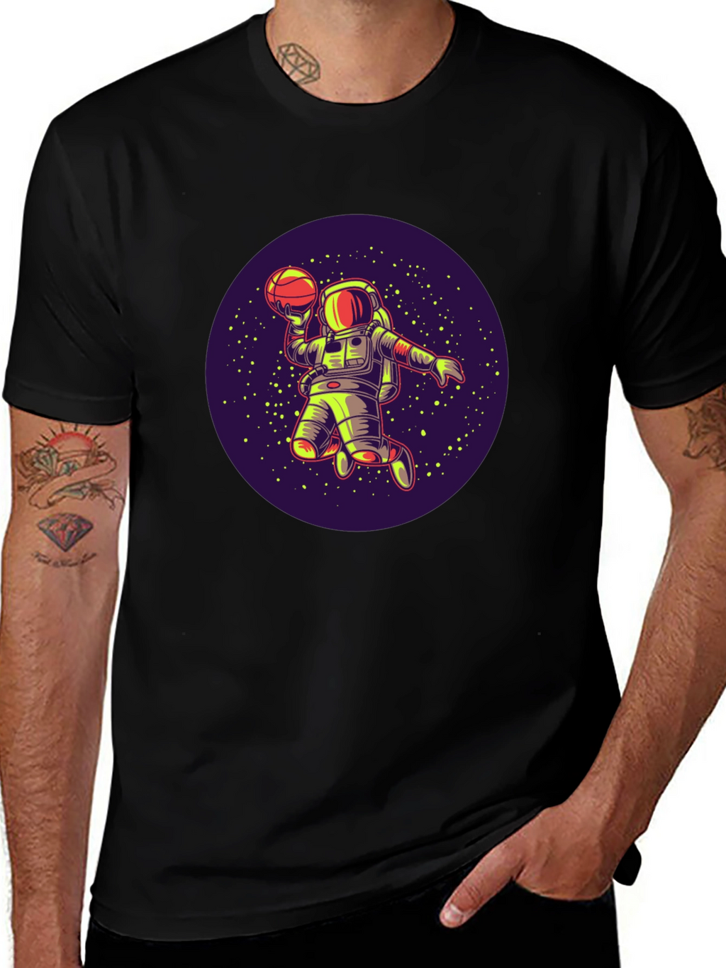 Astronaut Basketball T-Shirt - Space Dunk Design