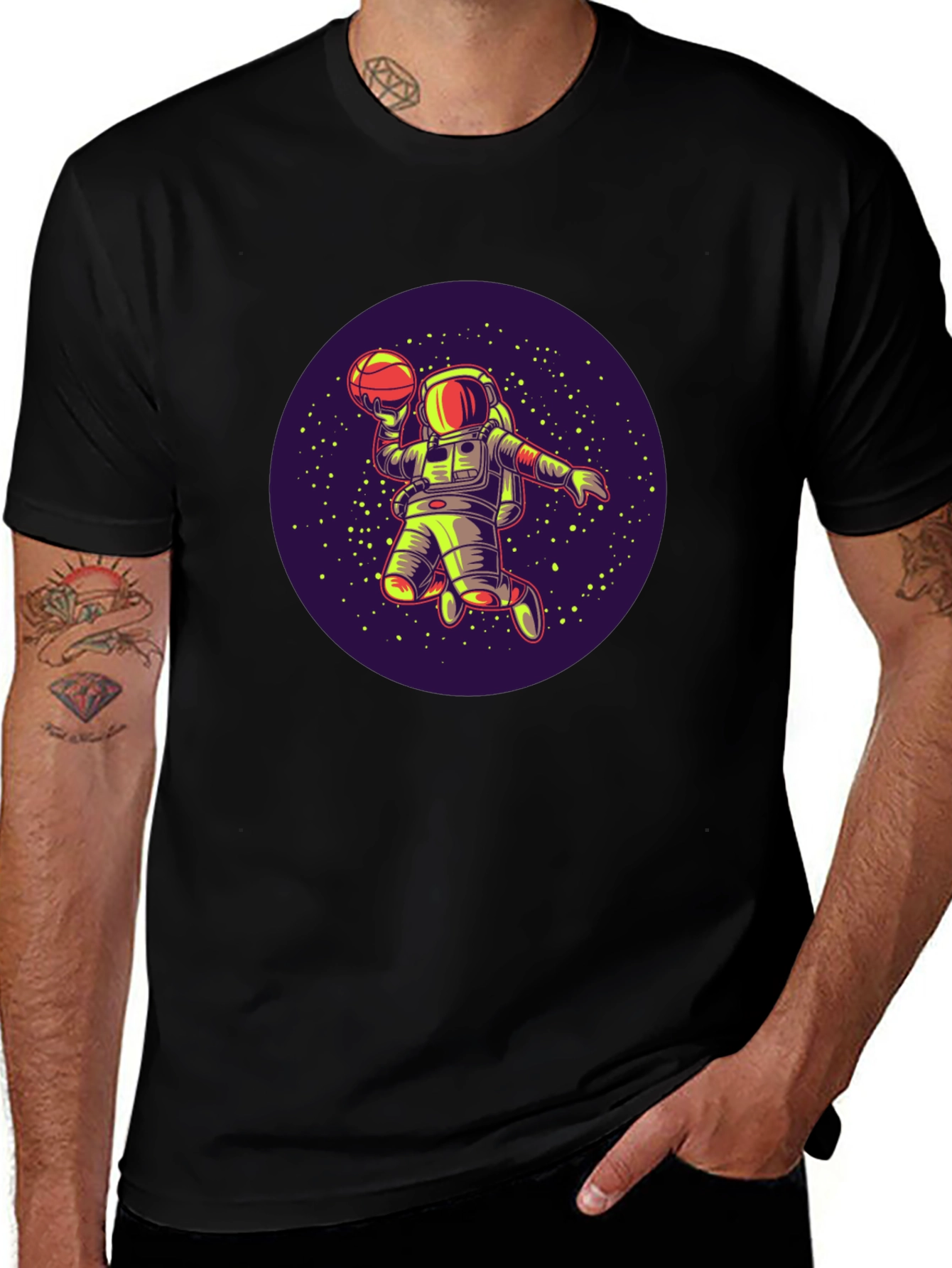 Astronaut Basketball T-Shirt - Space Dunk Design