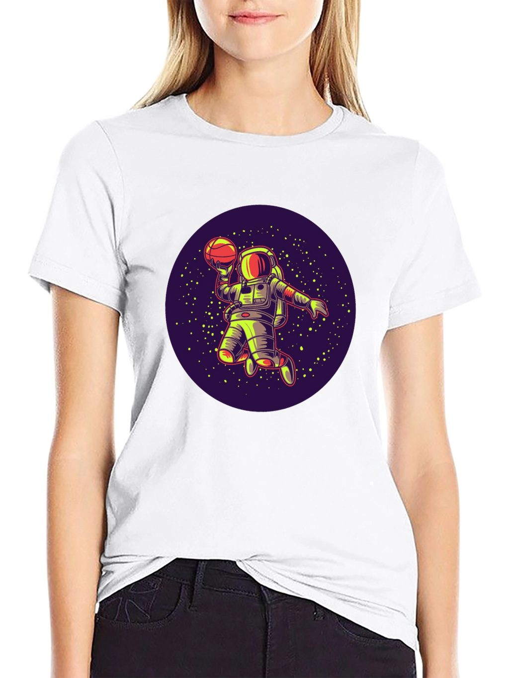 Astronaut Basketball T-Shirt - Space Dunk Design