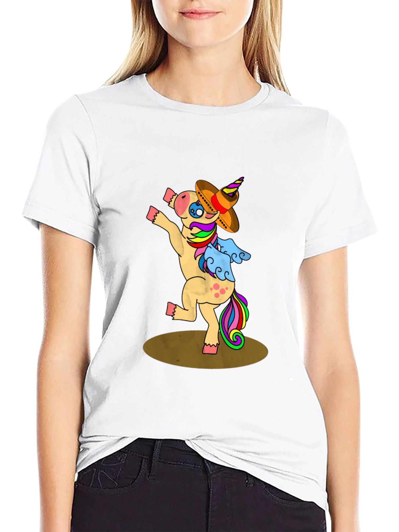 Dancing Unicorn Sombrero Graphic T-Shirt