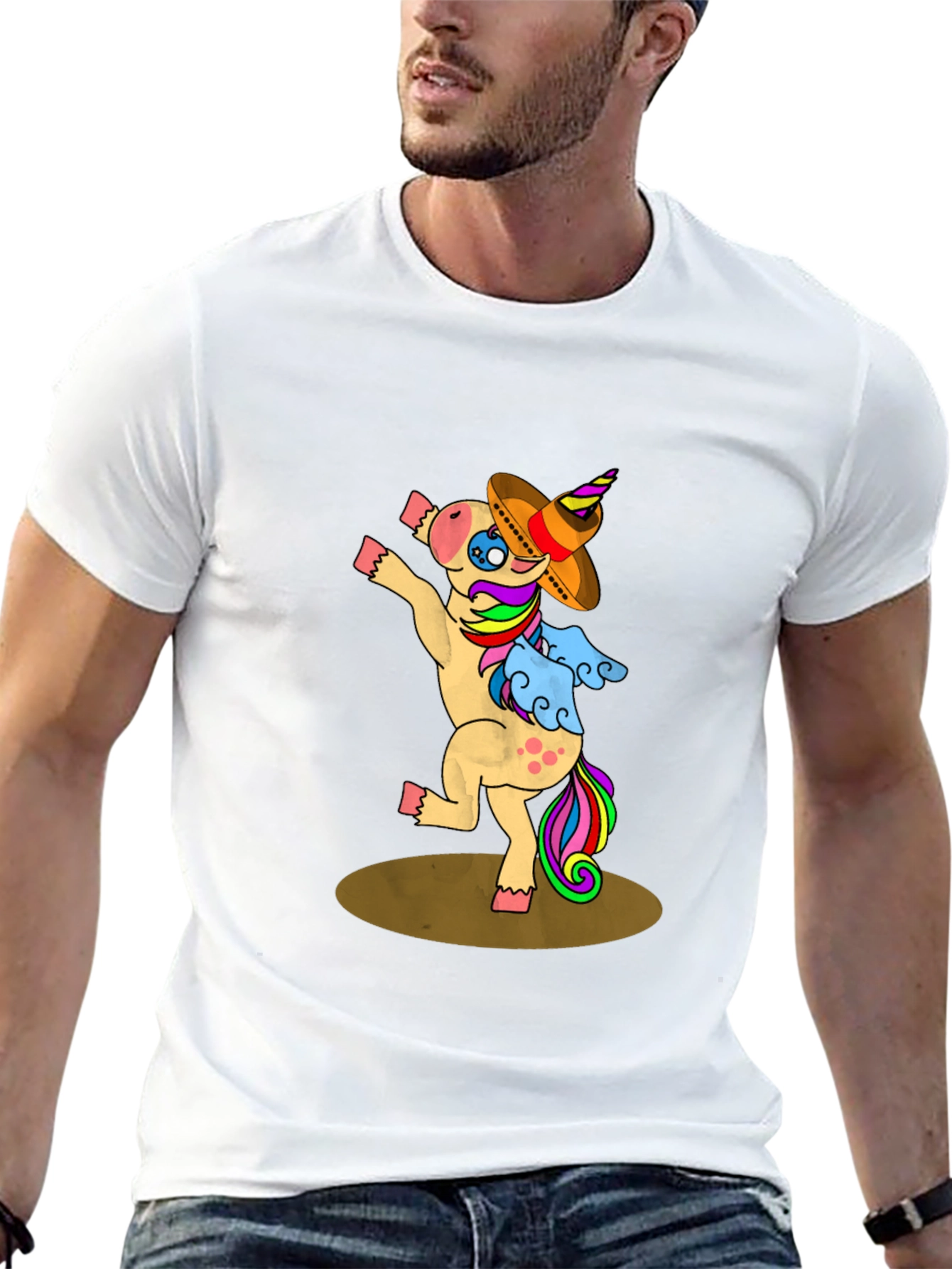 Dancing Unicorn Sombrero Graphic T-Shirt