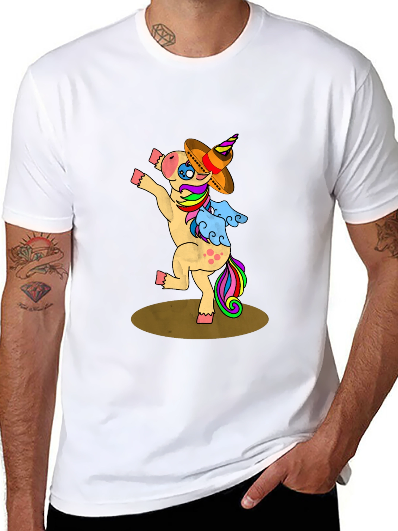 Dancing Unicorn Sombrero Graphic T-Shirt
