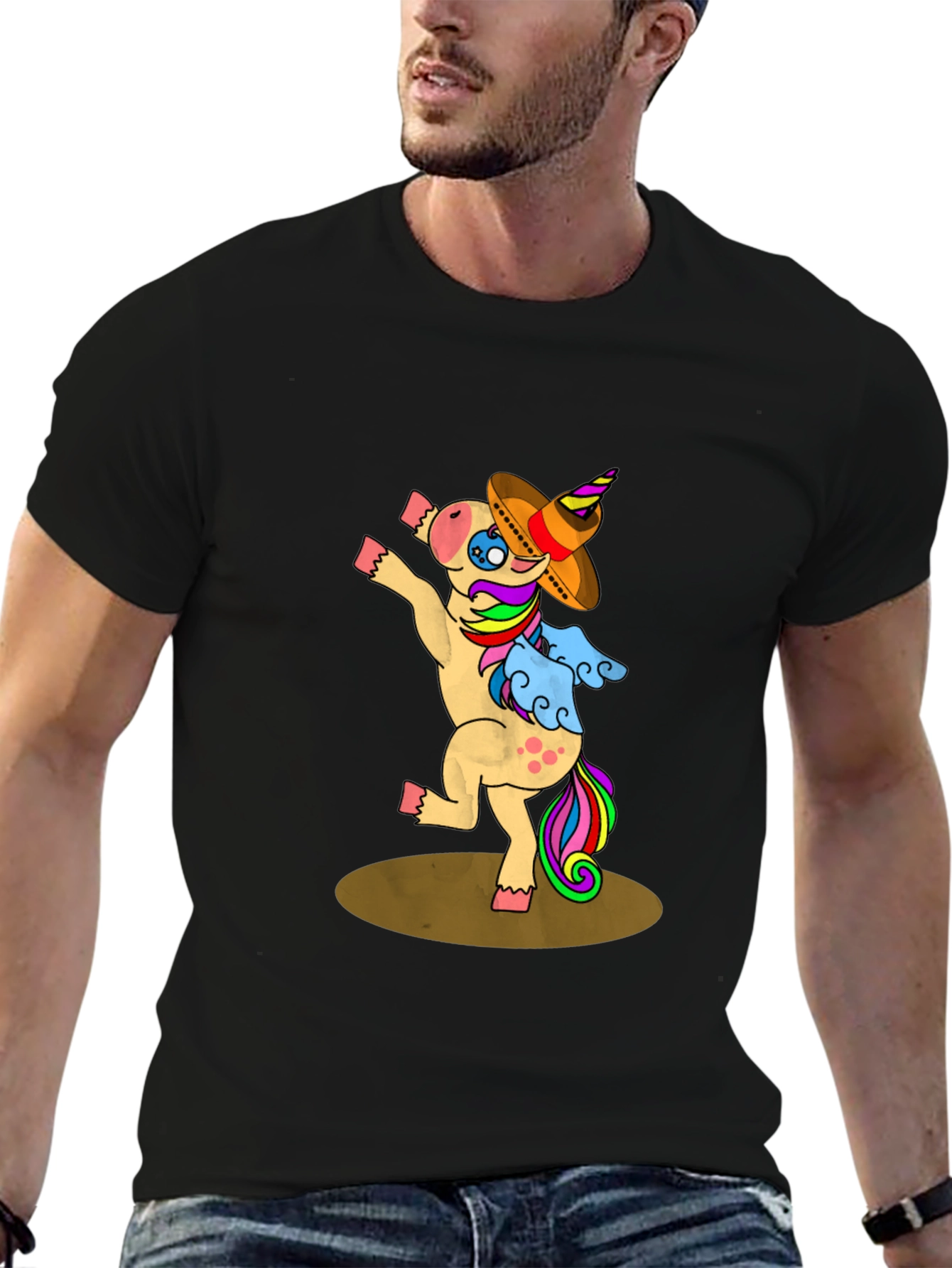 Dancing Unicorn Sombrero Graphic T-Shirt