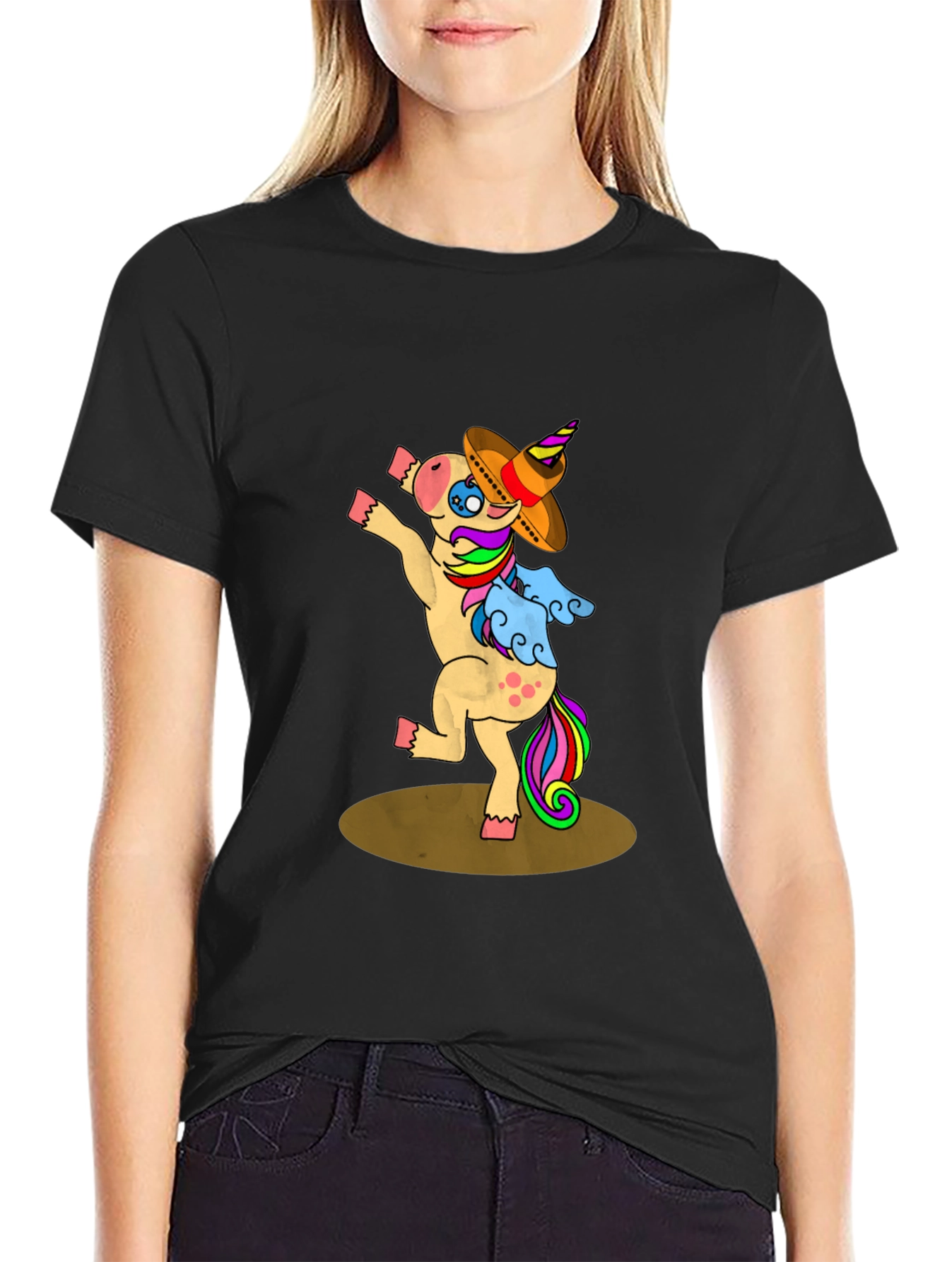 Dancing Unicorn Sombrero Graphic T-Shirt