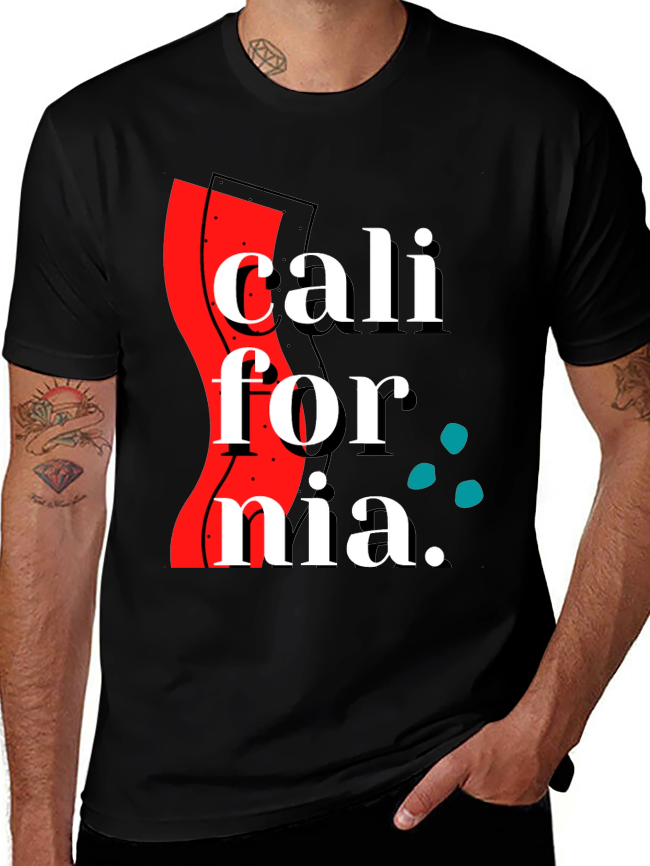 California Graphic Print Black T-Shirt