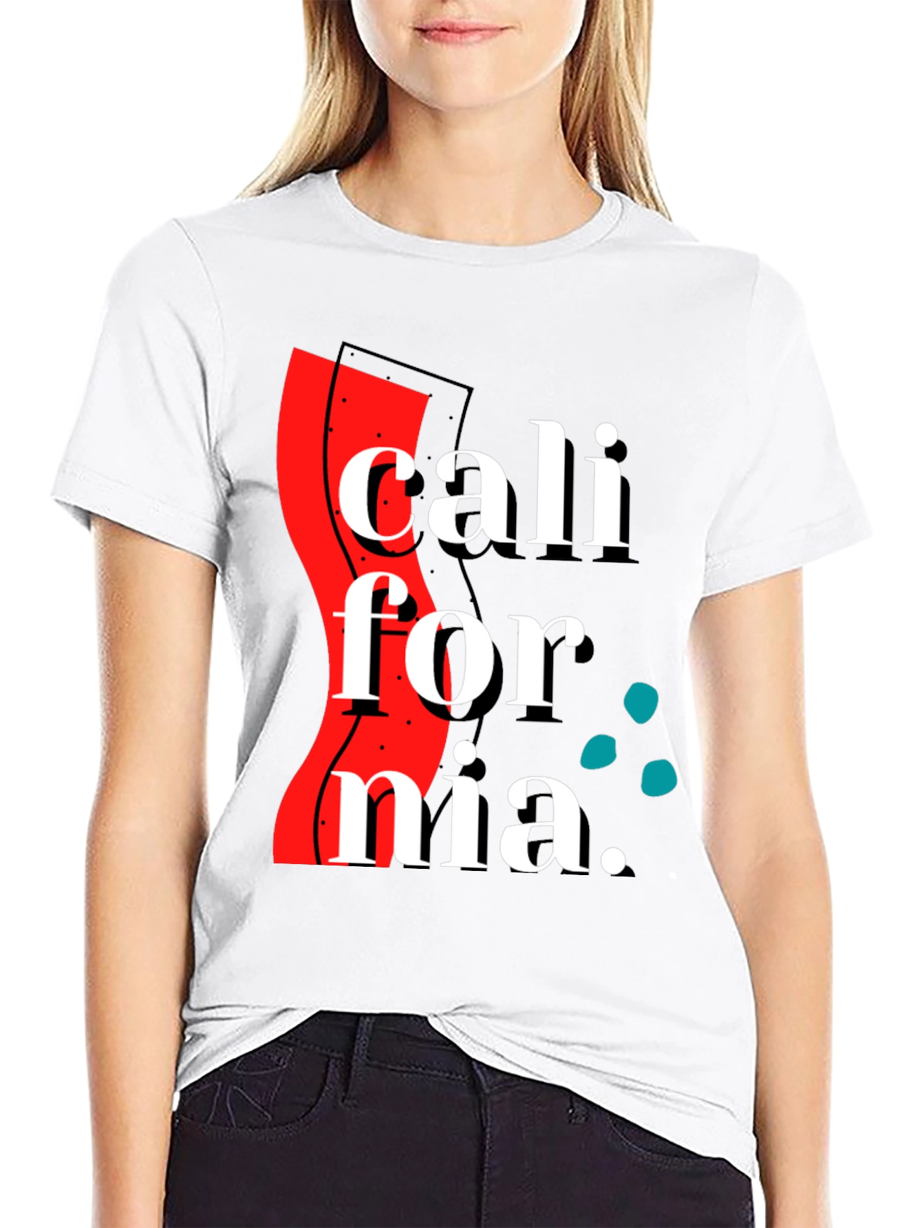 California Graphic Print Black T-Shirt