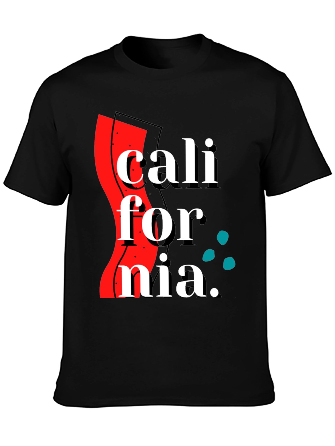 California Graphic Print Black T-Shirt