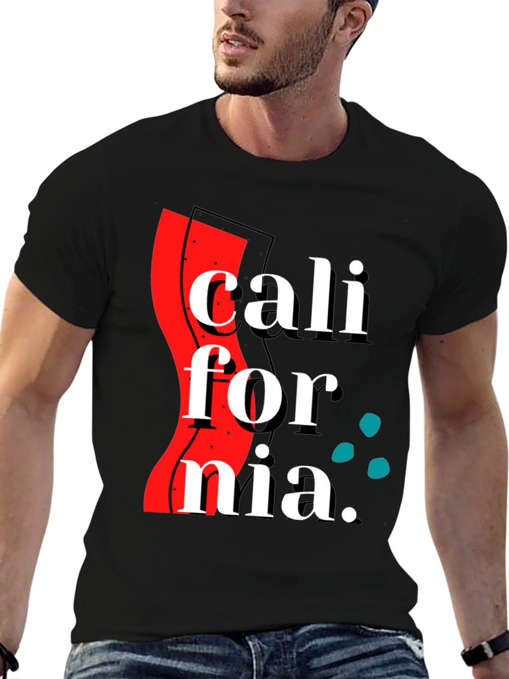 California Graphic Print Black T-Shirt