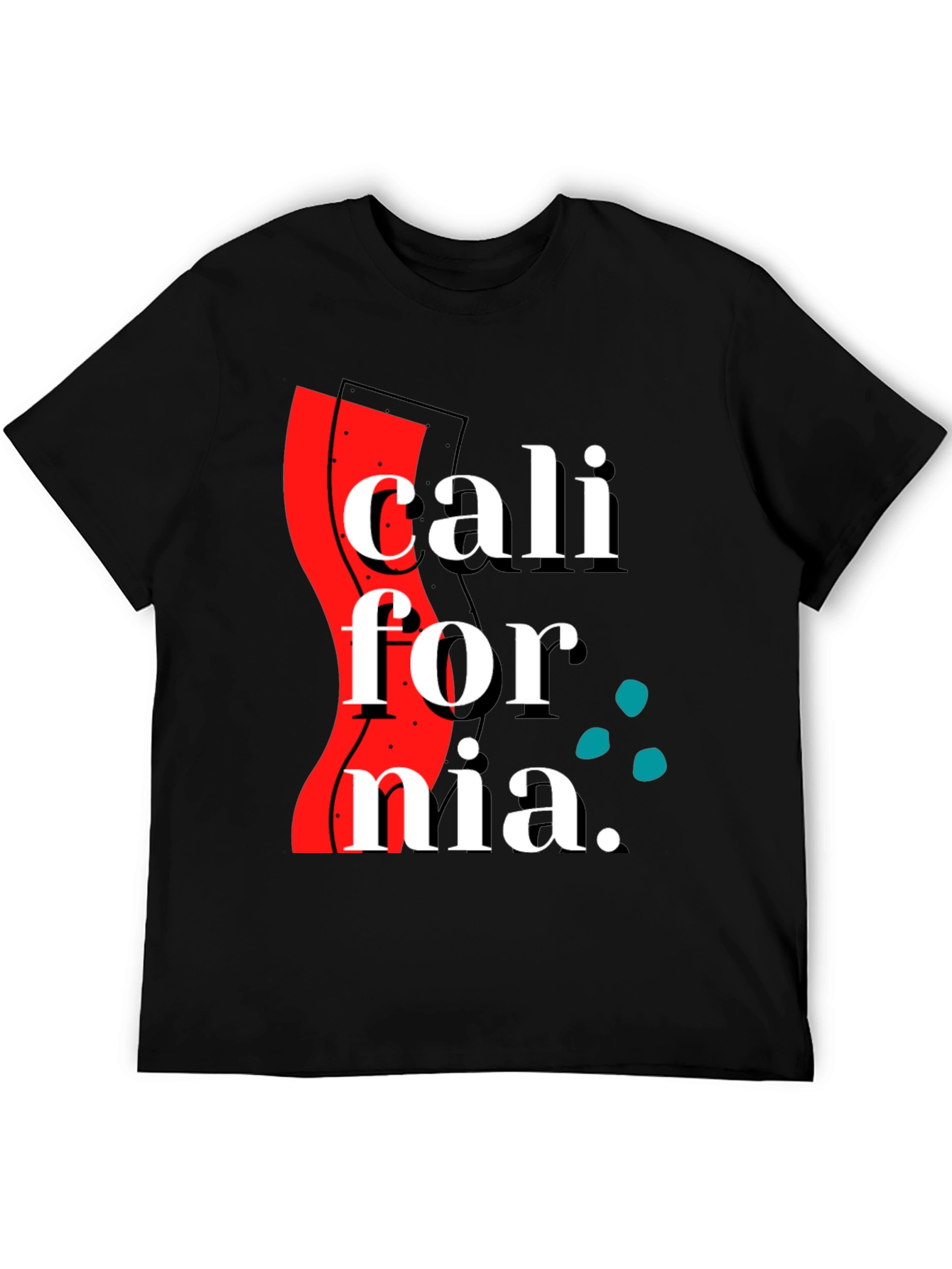California Graphic Print Black T-Shirt