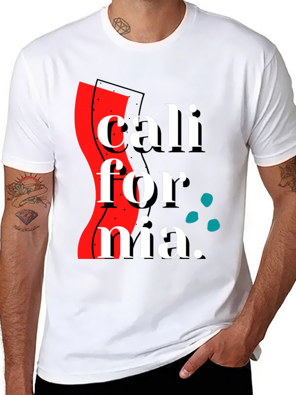 California Graphic Print Black T-Shirt