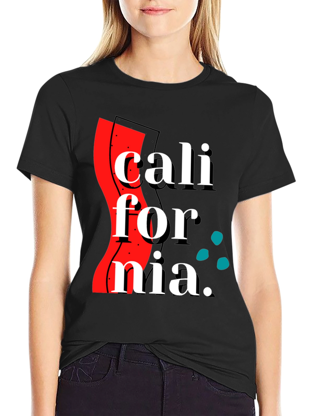 California Graphic Print Black T-Shirt
