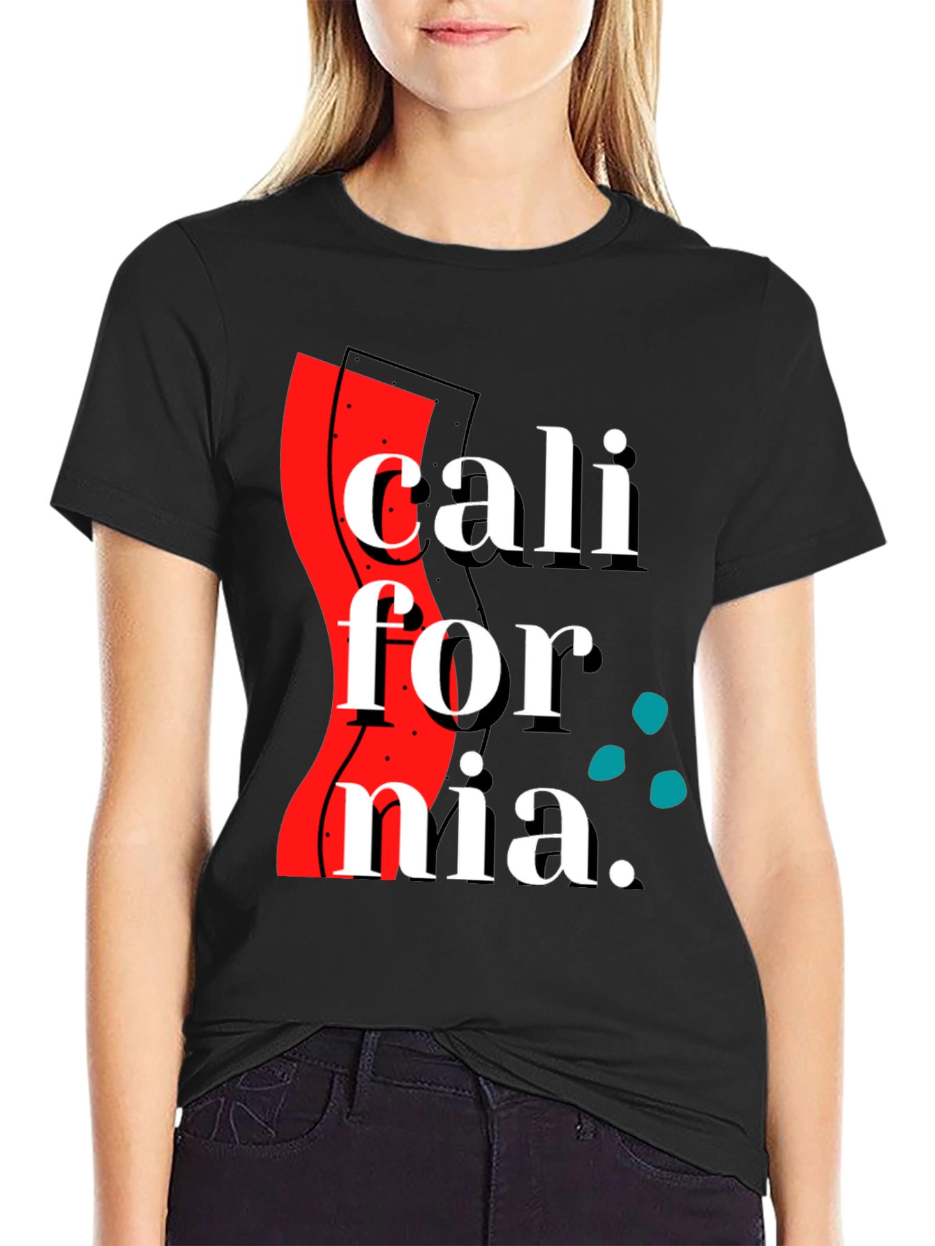 California Graphic Print Black T-Shirt