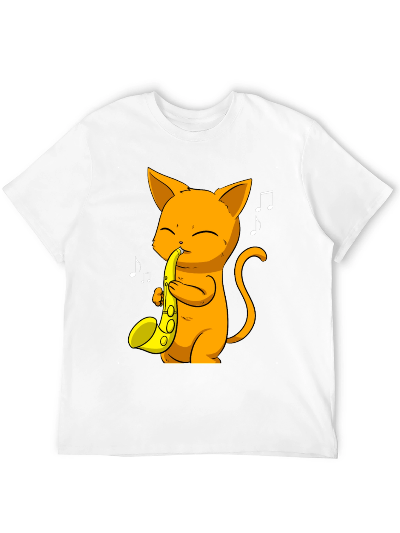 Cat Saxophone Player Black T-Shirt