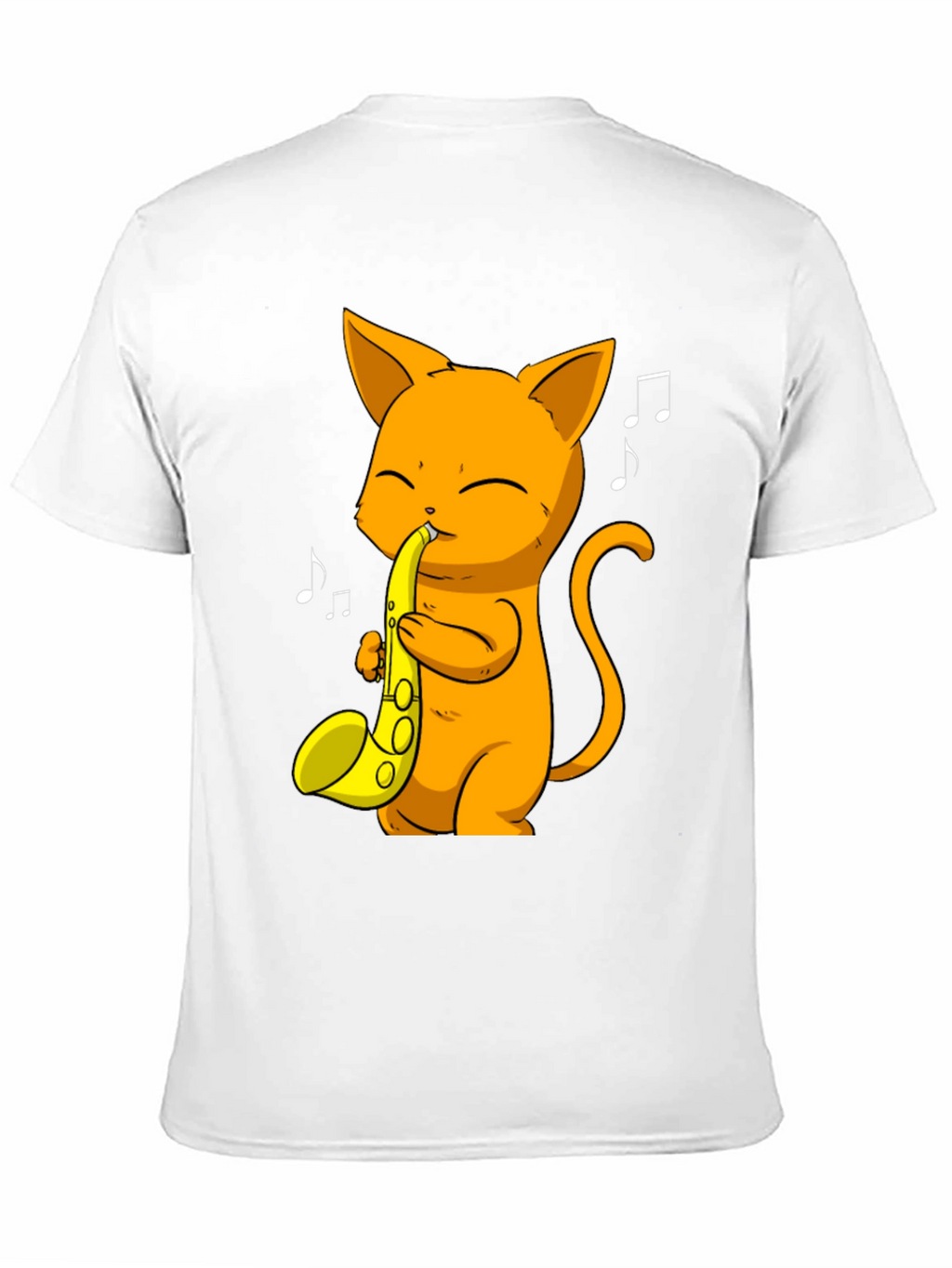 Cat Saxophone Player Black T-Shirt