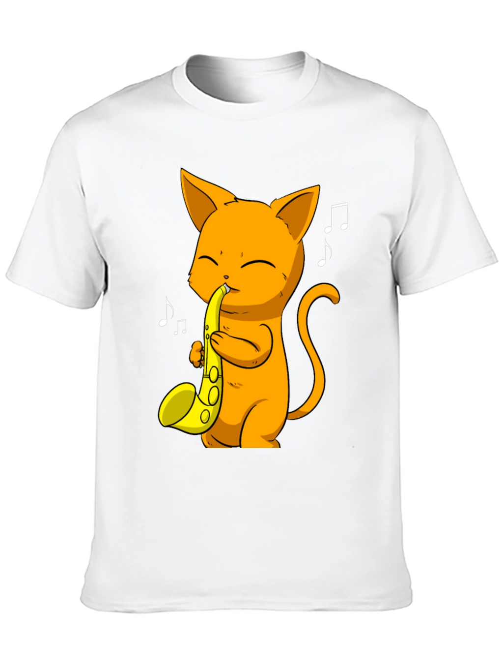 Cat Saxophone Player Black T-Shirt