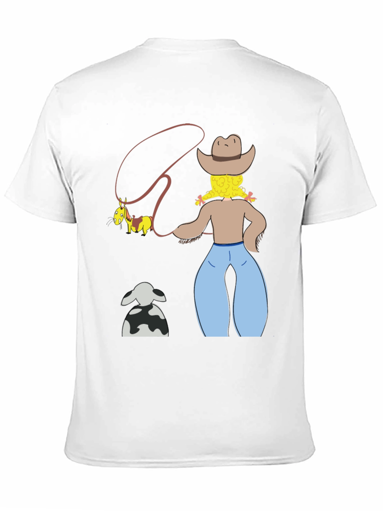 Cartoon Cowgirl T-Shirt - Novelty Graphic Tee