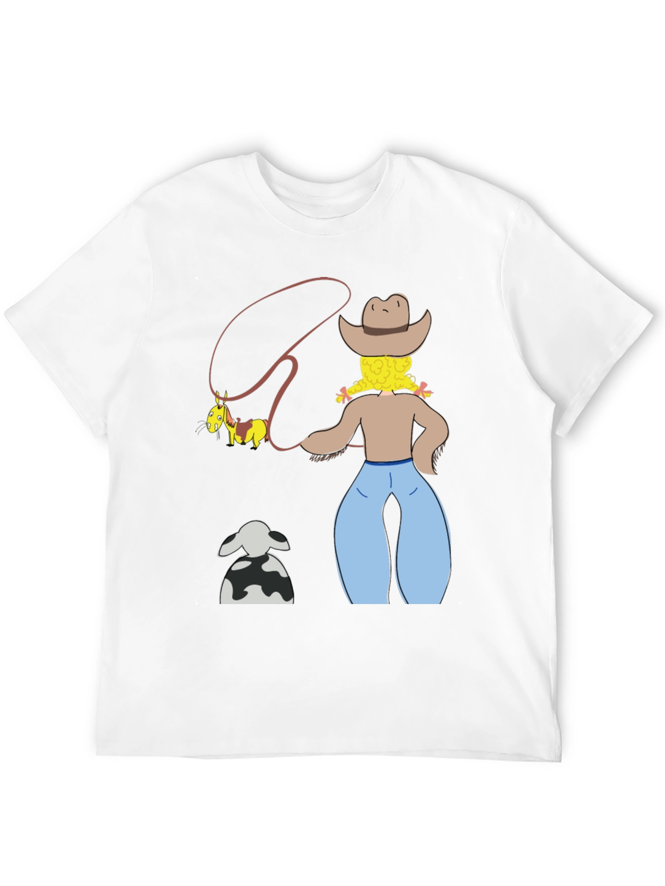 Cartoon Cowgirl T-Shirt - Novelty Graphic Tee