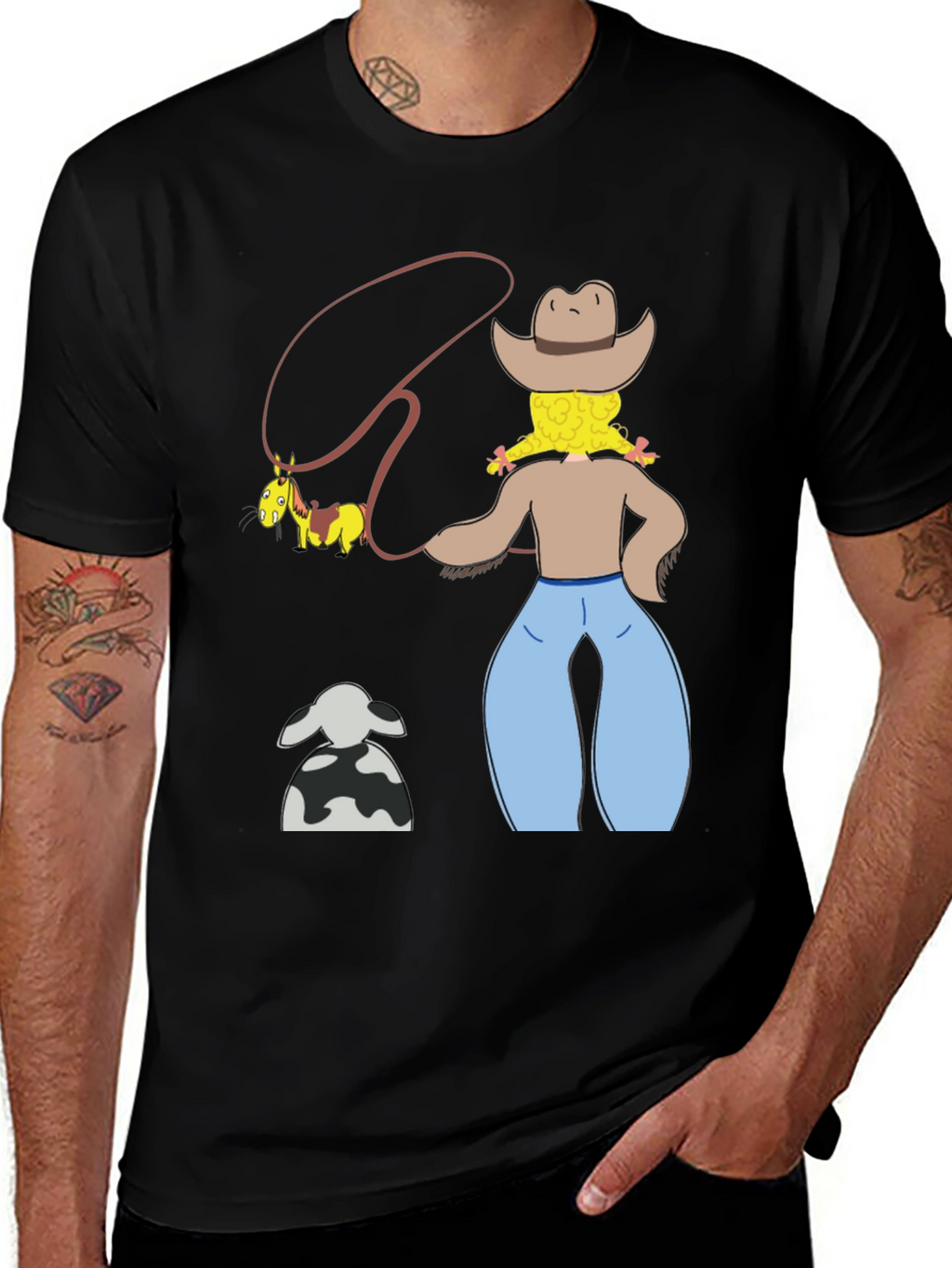 Cartoon Cowgirl T-Shirt - Novelty Graphic Tee