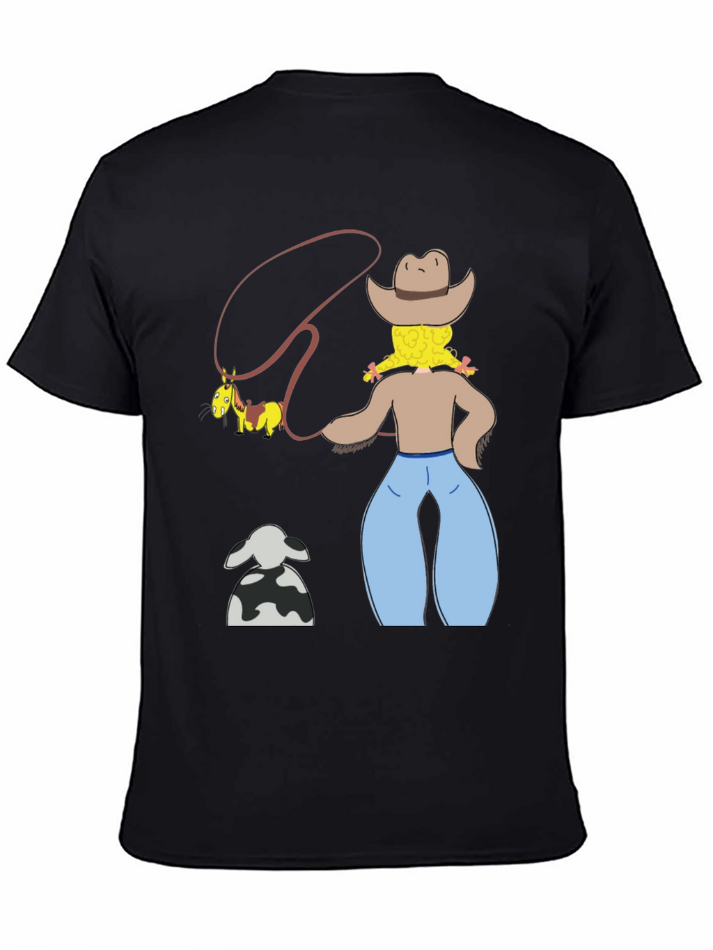 Cartoon Cowgirl T-Shirt - Novelty Graphic Tee