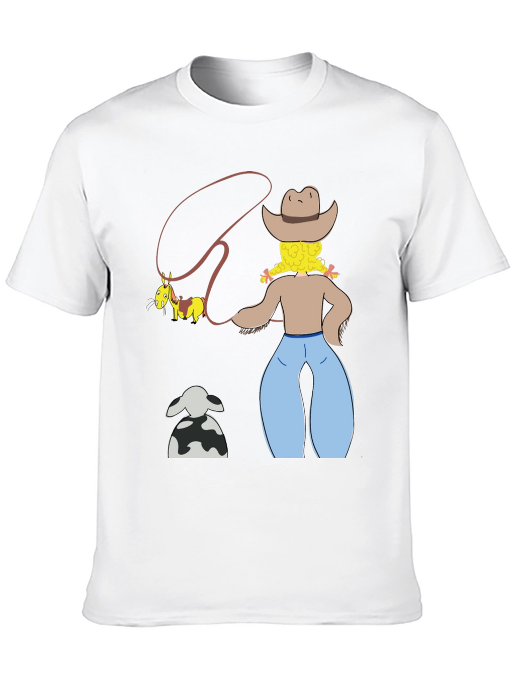Cartoon Cowgirl T-Shirt - Novelty Graphic Tee