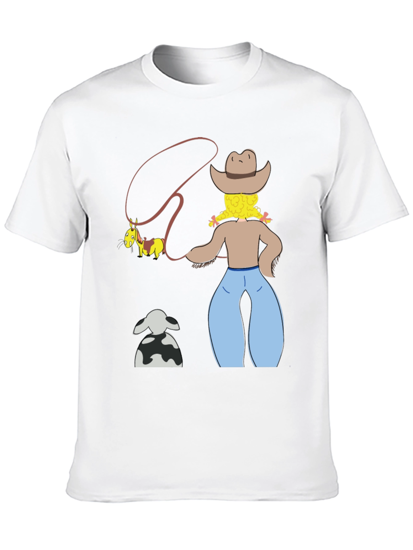 Cartoon Cowgirl T-Shirt - Novelty Graphic Tee