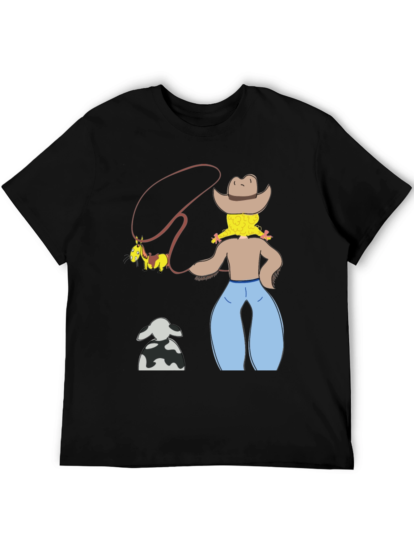 Cartoon Cowgirl T-Shirt - Novelty Graphic Tee