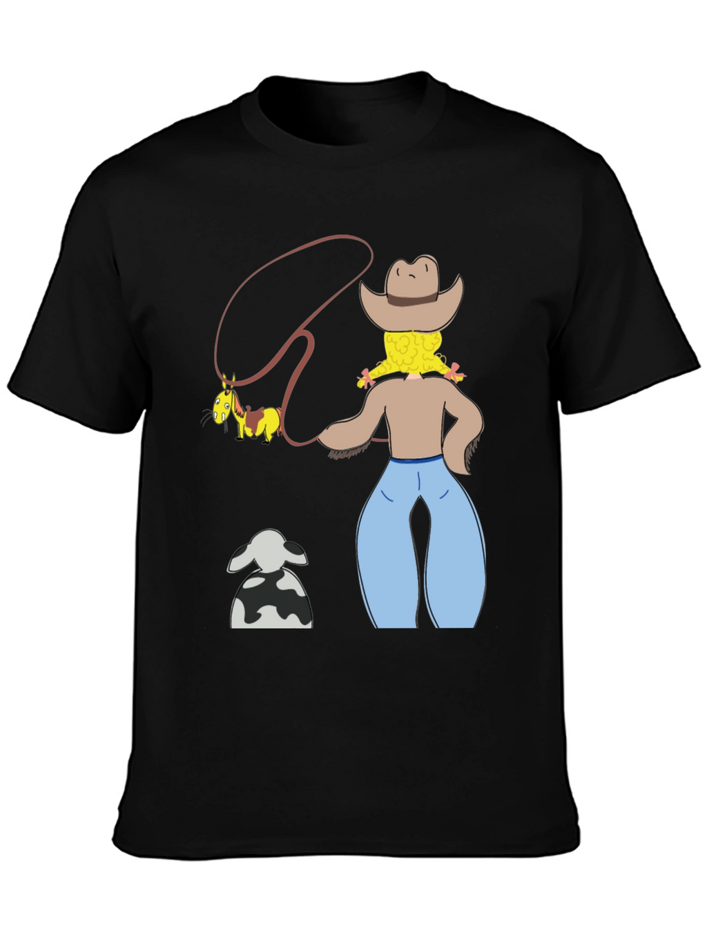 Cartoon Cowgirl T-Shirt - Novelty Graphic Tee