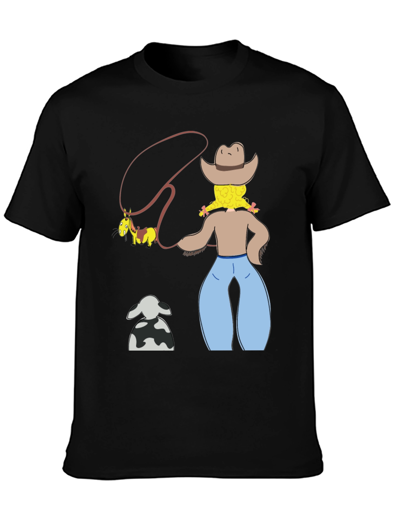 Cartoon Cowgirl T-Shirt - Novelty Graphic Tee