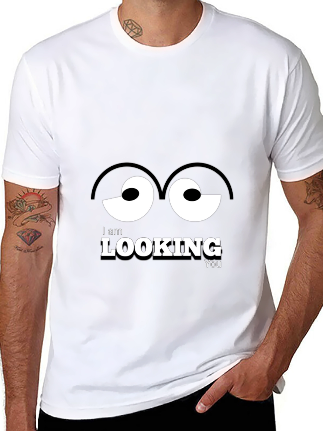 Funny Eyes Graphic Black T-Shirt