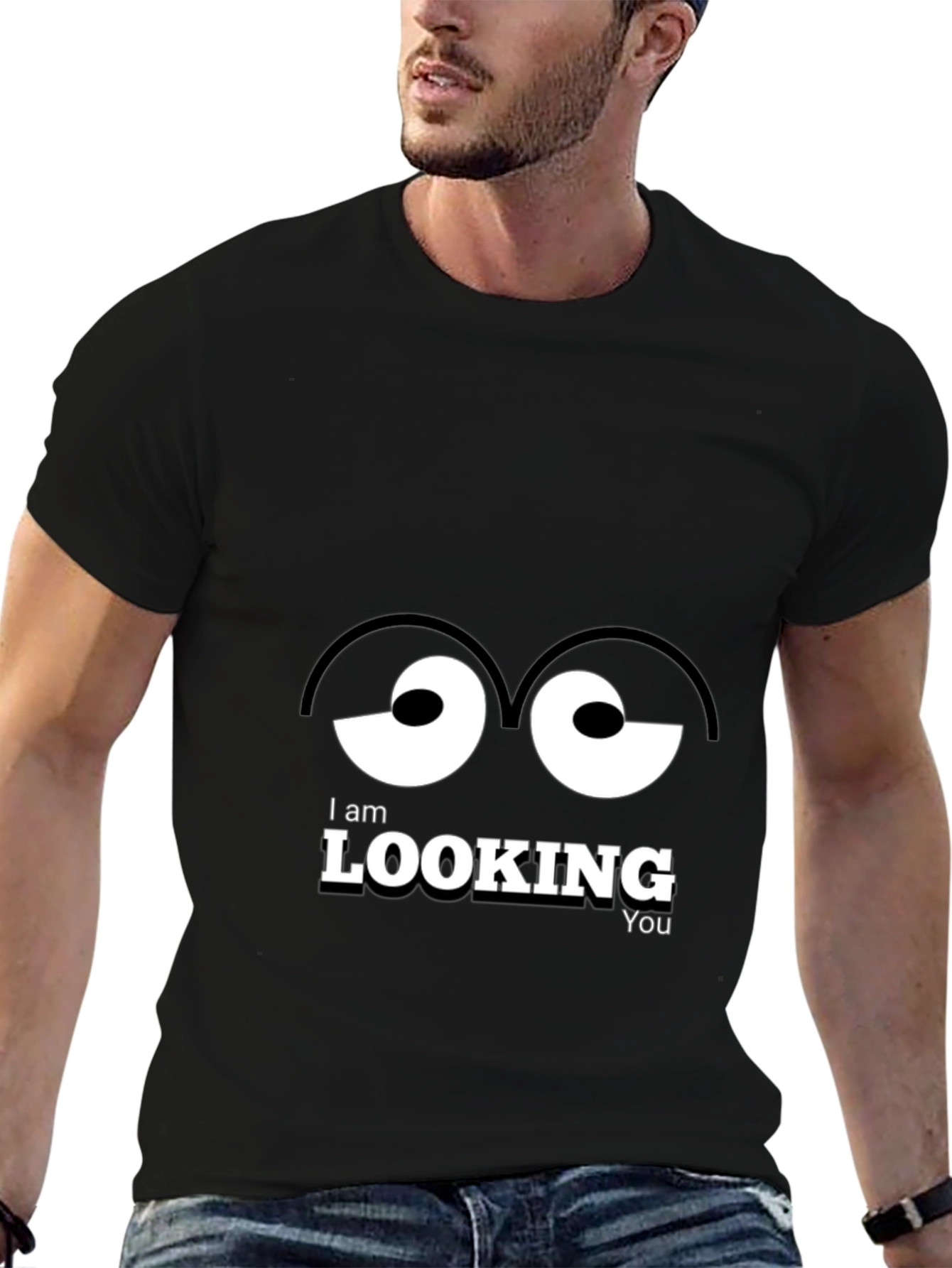Funny Eyes Graphic Black T-Shirt