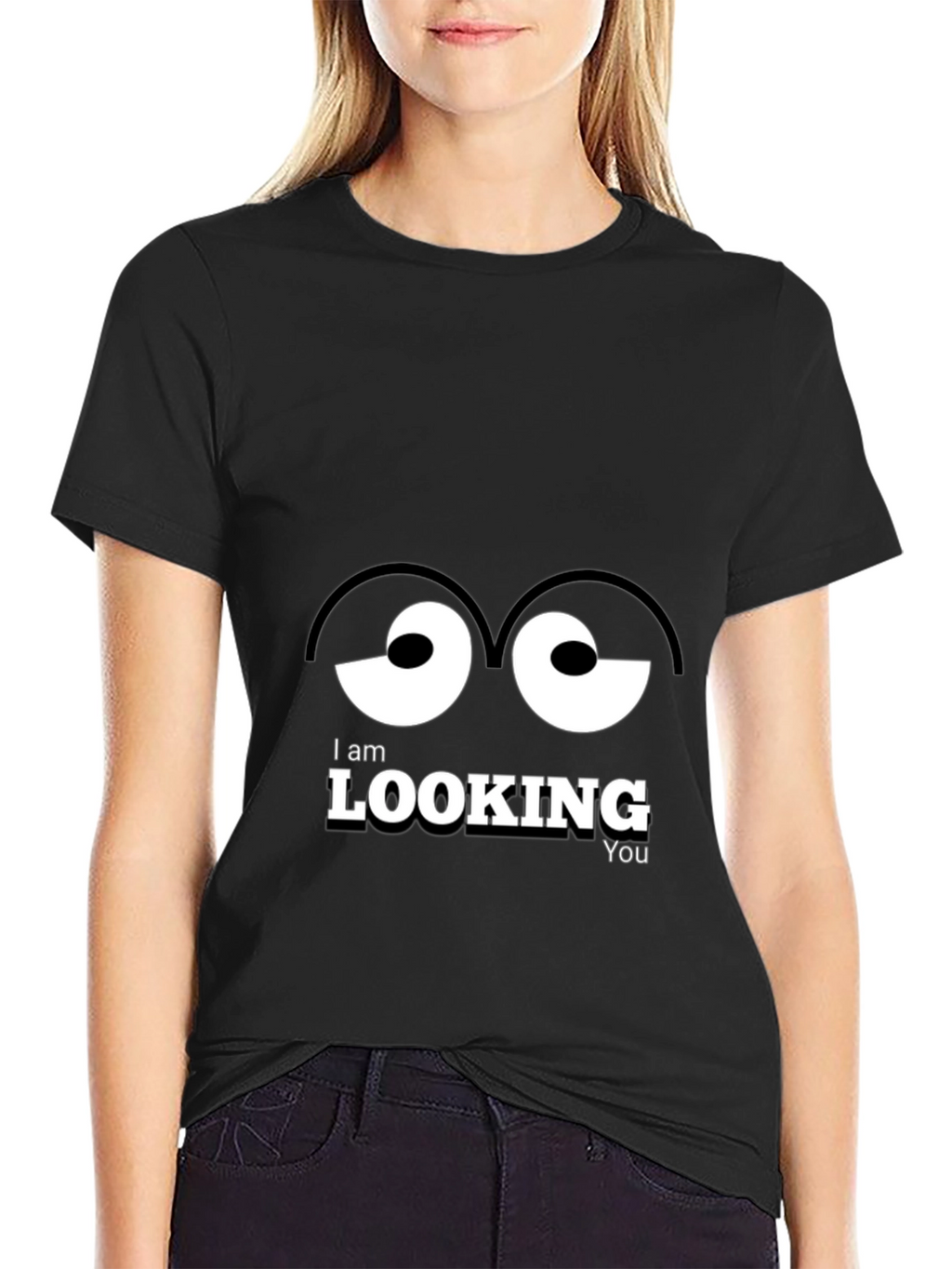 Funny Eyes Graphic Black T-Shirt