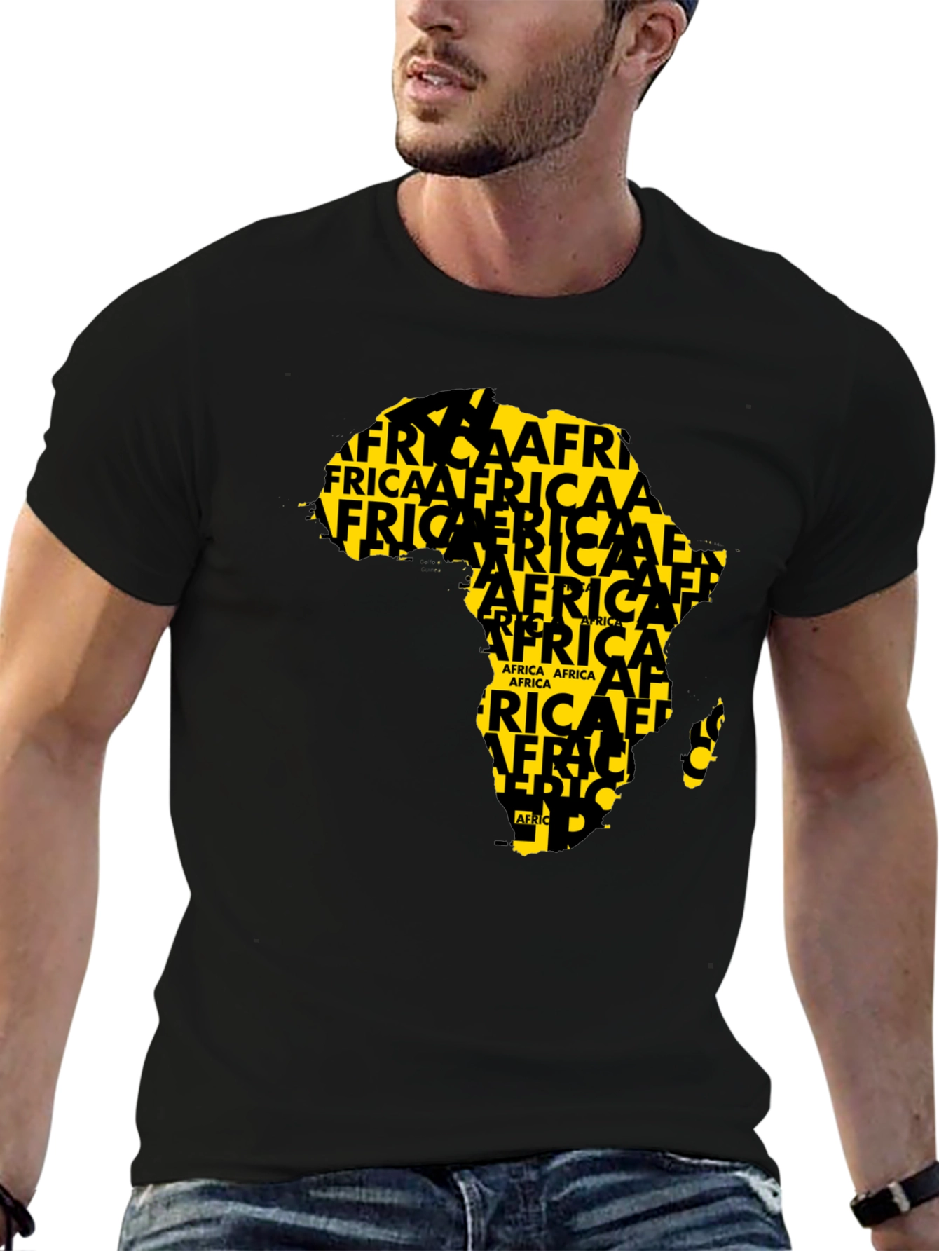 Africa Map T-Shirt - Black Crew Neck Graphic Tee