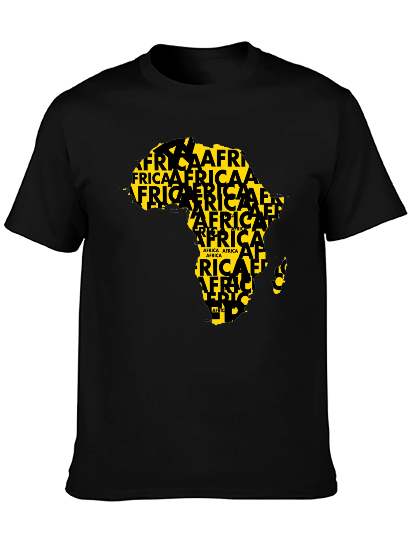 Africa Map T-Shirt - Black Crew Neck Graphic Tee