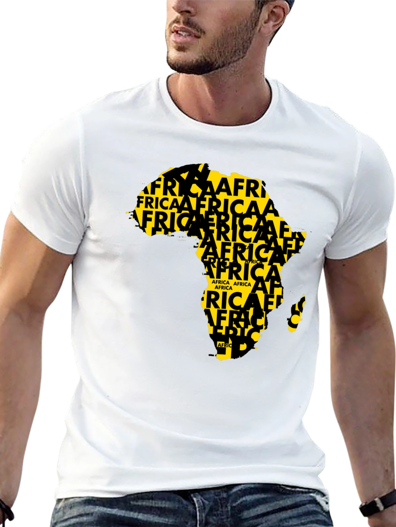 Africa Map T-Shirt - Black Crew Neck Graphic Tee